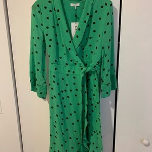 Ganni True Green Wrap dress.